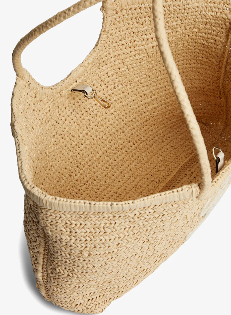 TOMMY HILFIGER  Raffia Textured Logo Tote Bag for Women | Best Price UAE